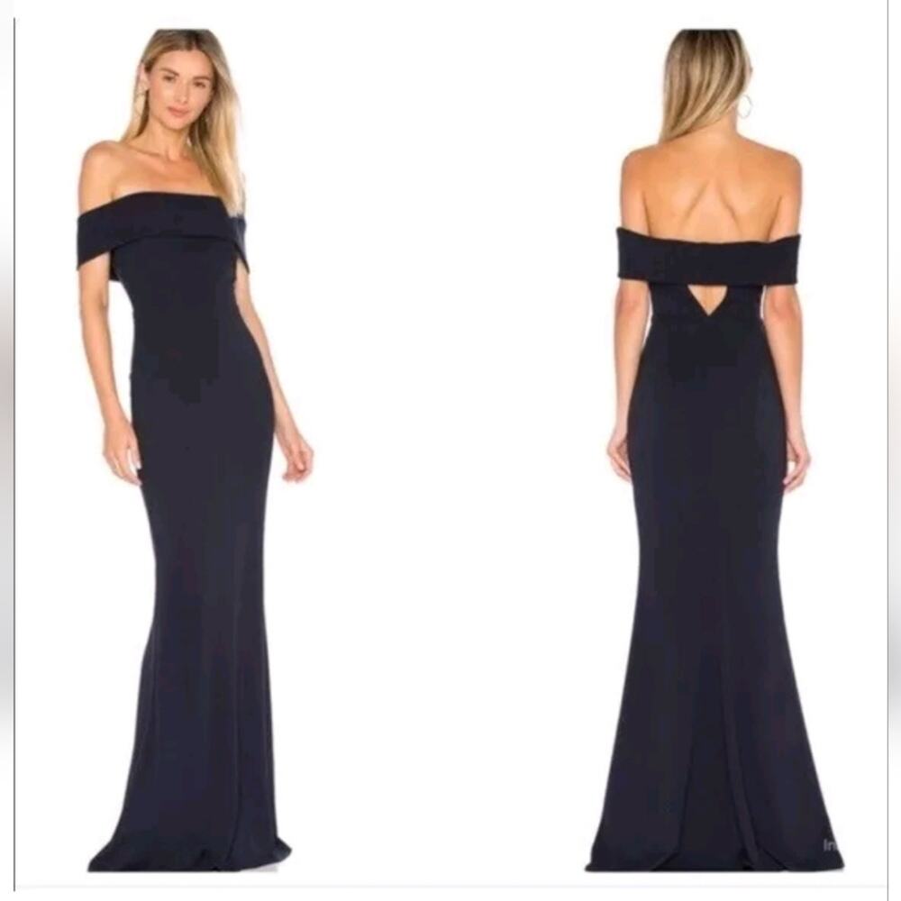Nwt Katie May Legacy Navy Crepe Mermaid
Off Shoulder Gown Dress sz 4